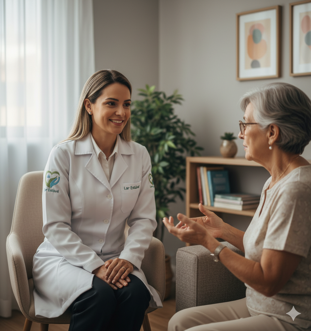 Família feliz recebendo cuidados